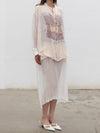 Joyce Bao Fall/Winter 2025 Irregular Lace Windowpane Long-Sleeve Shirt JB-JB01-01007-MIBAI (Off-white)